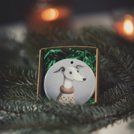 Ceramiczna bombka z charcikiem zdjęcie 2